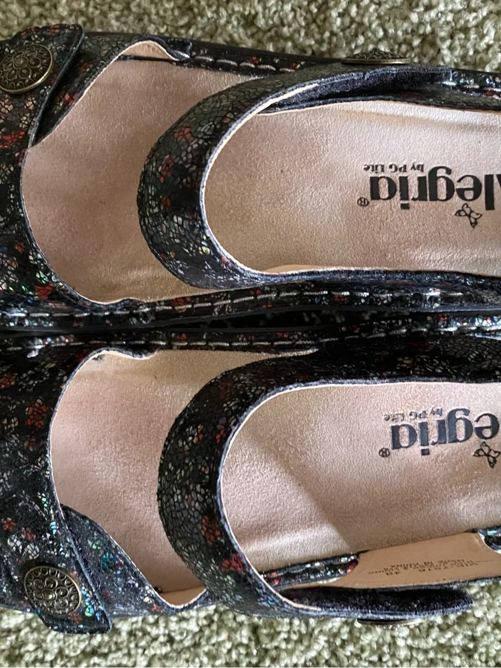 Alegria Black Multicolor Floral Comfort Wedge Sandals